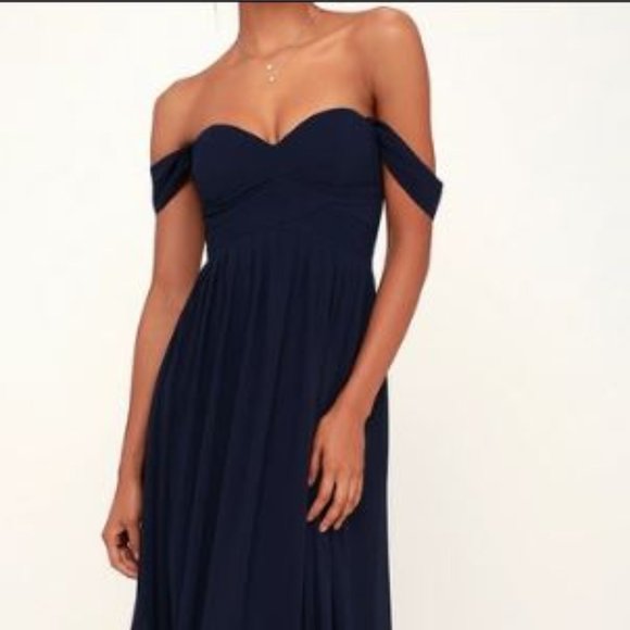 Lulus Dresses & Skirts - Lulus Navy Blue Sweetheart Neckline ZIP Back Dress